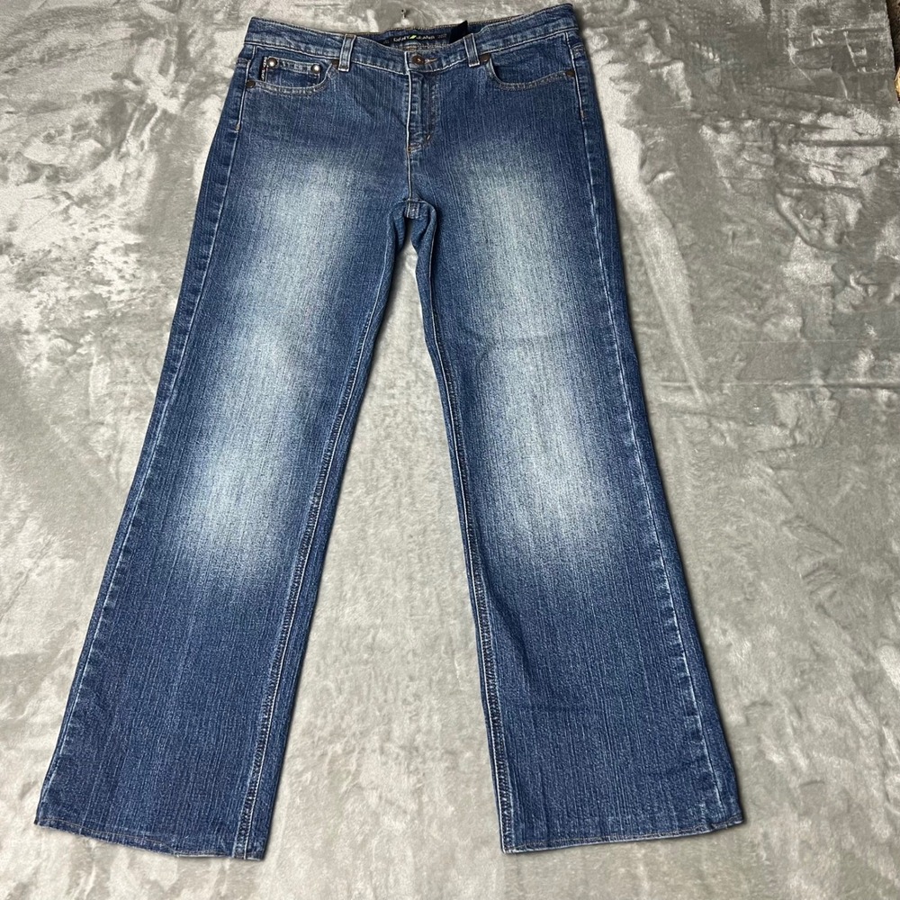 DKNY Jeans Women's Bootcut Denim Pants Rhinestone Accents Blue Size 12